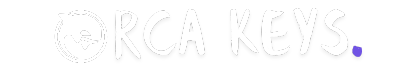 Text logo with orca illustration.